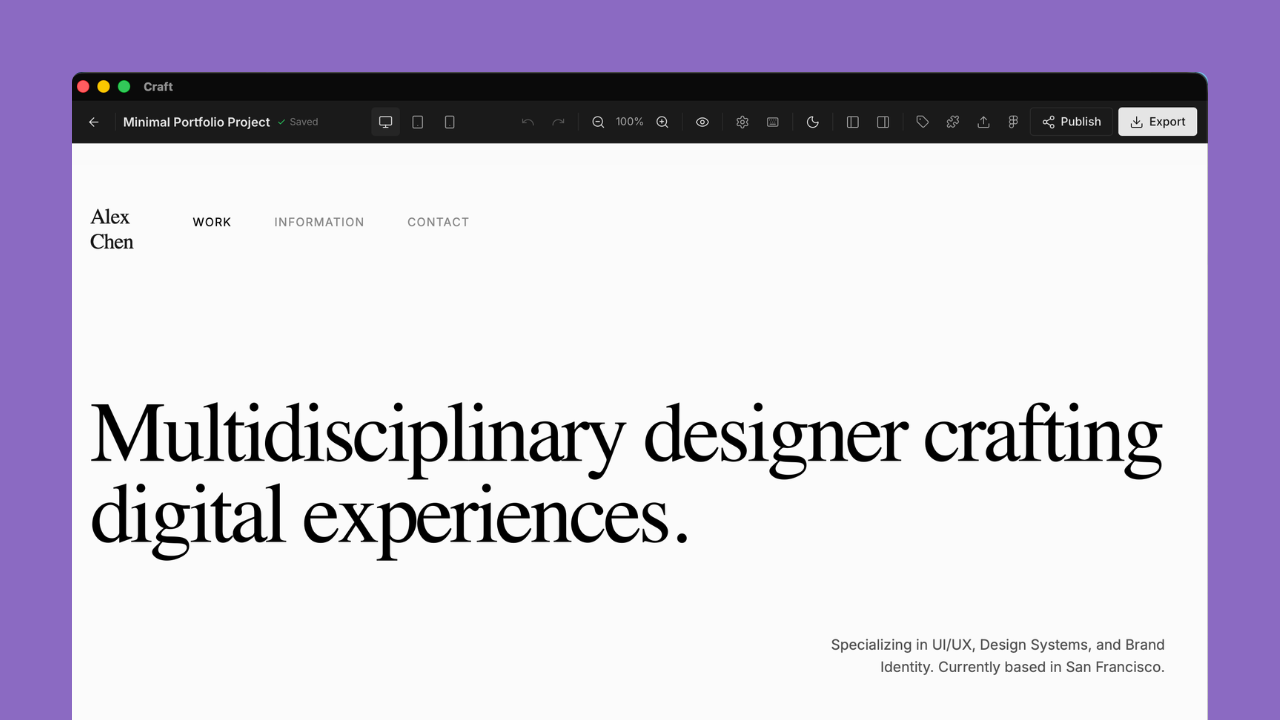 Minimal Portfolio template preview