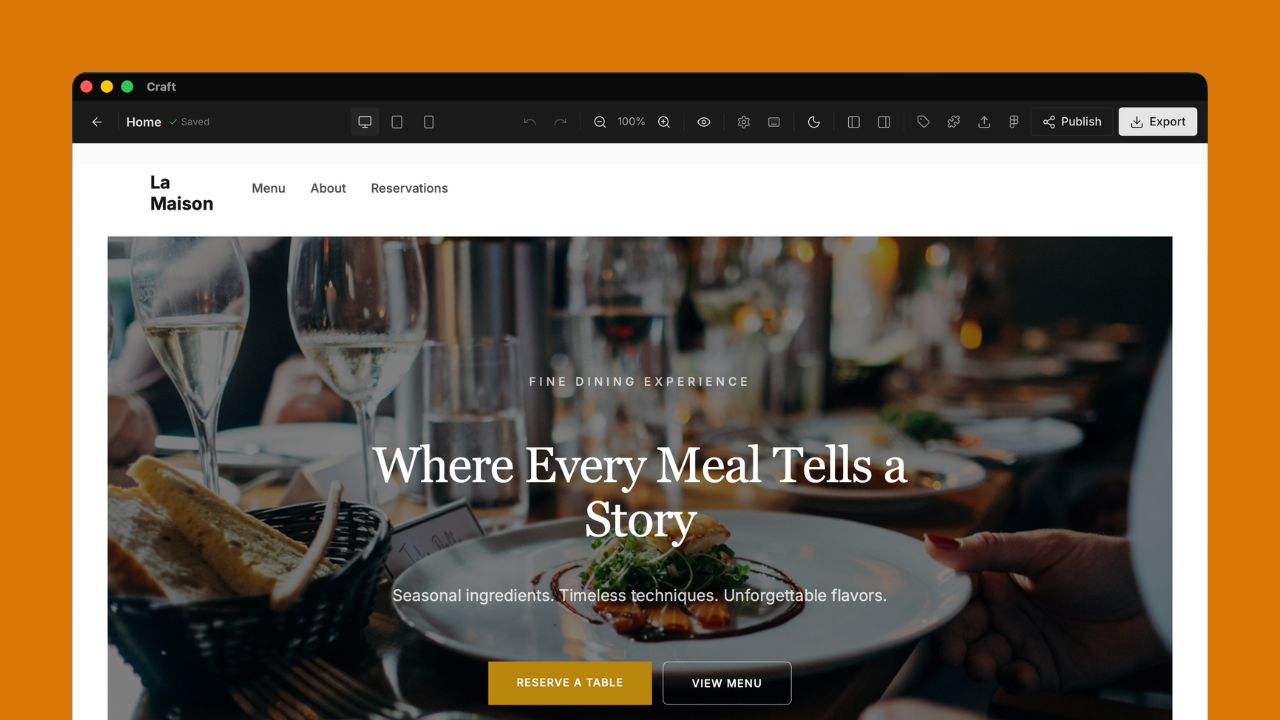Restaurant template preview